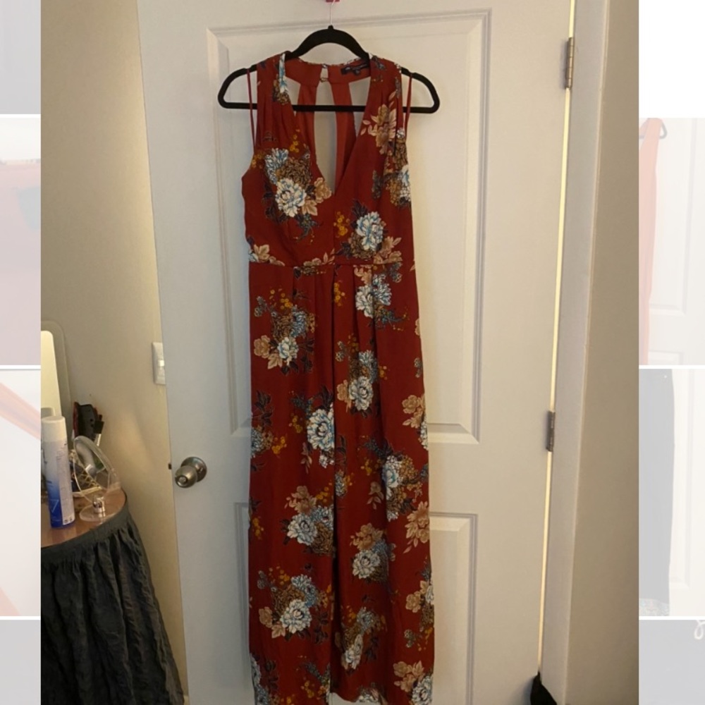 Burgundy Floral Maxi Summer Dress